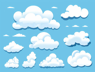 卡通插画云朵多云云层天气元素